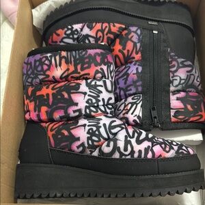 UGG Black and Multicolor Graffiti Winter Boots
